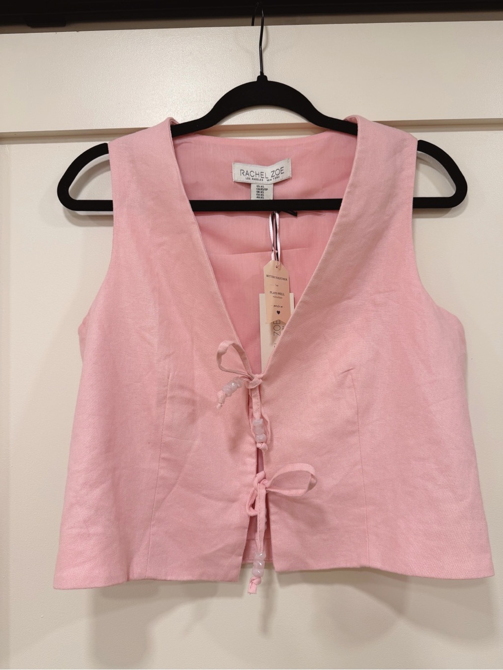 Rachel Zoe Light Pink Sleeveless Tie-Front Top